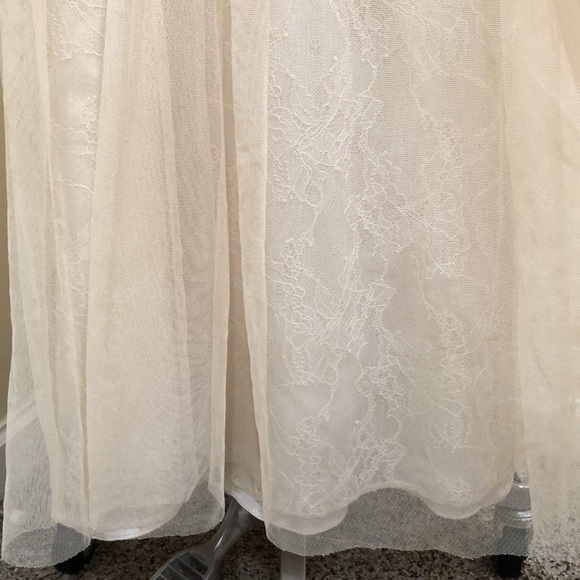 Monique Lhullier Wedding Dress Size 0P 0 Petite Cream Pleated Lace One Shoulder - Picture 4 of 13